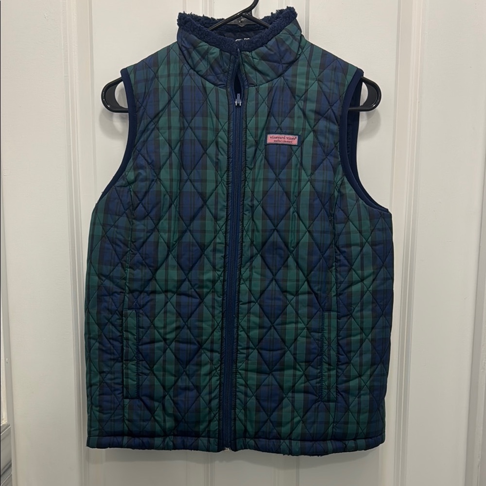 Green and Blue Quilted Reversible Vest